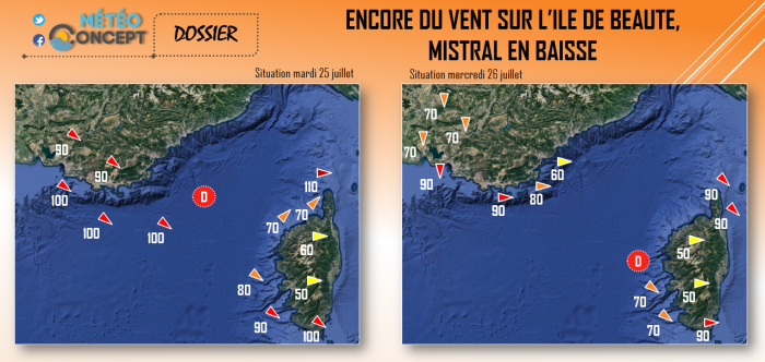 Illustration de l'actualité Mistral et fort vent entre Corse et Côtes Varoises