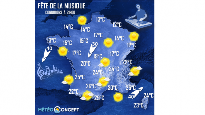 Illustration de l'actualité Quel temps chez vous pour la Fête de la musique?