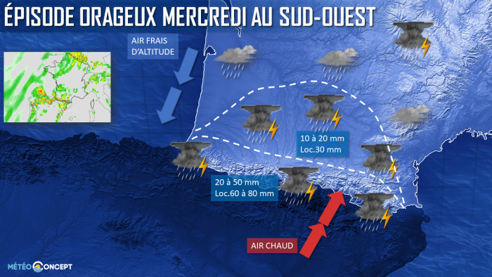 Illustration de l'actualité Orages sur le sud-ouest mercredi!