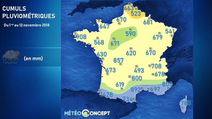 Illustration de l'actualité Bilan pluviométrique du 1er janvier au 12 novembre