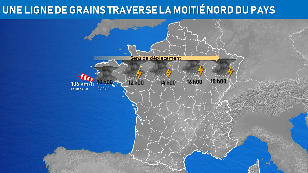 Illustration de l'actualité Une ligne de grains traverse la moitié nord du pays