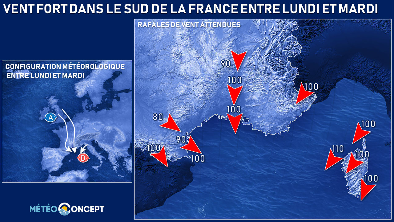 Illustration de l'actualité Vent fort dans le sud et le sud-est lundi et mardi