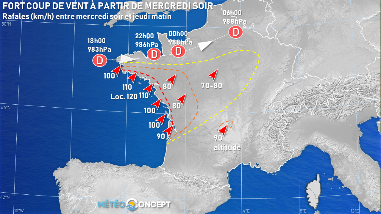 Illustration de l'actualité Fort coup de vent à partir de mercredi soir