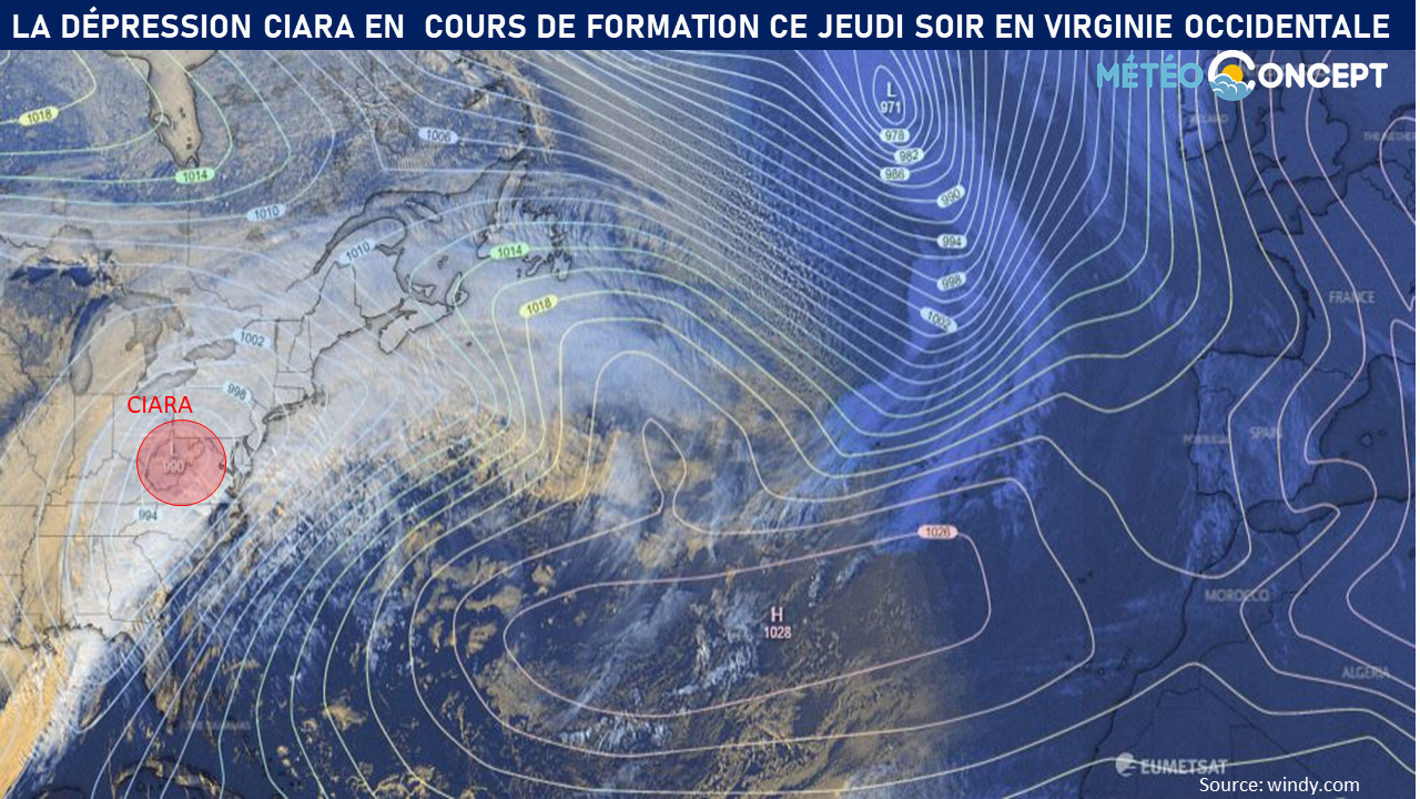 Illustration de l'actualité CIARA, future tempête européenne, est en cours de formation aux Etats-Unis