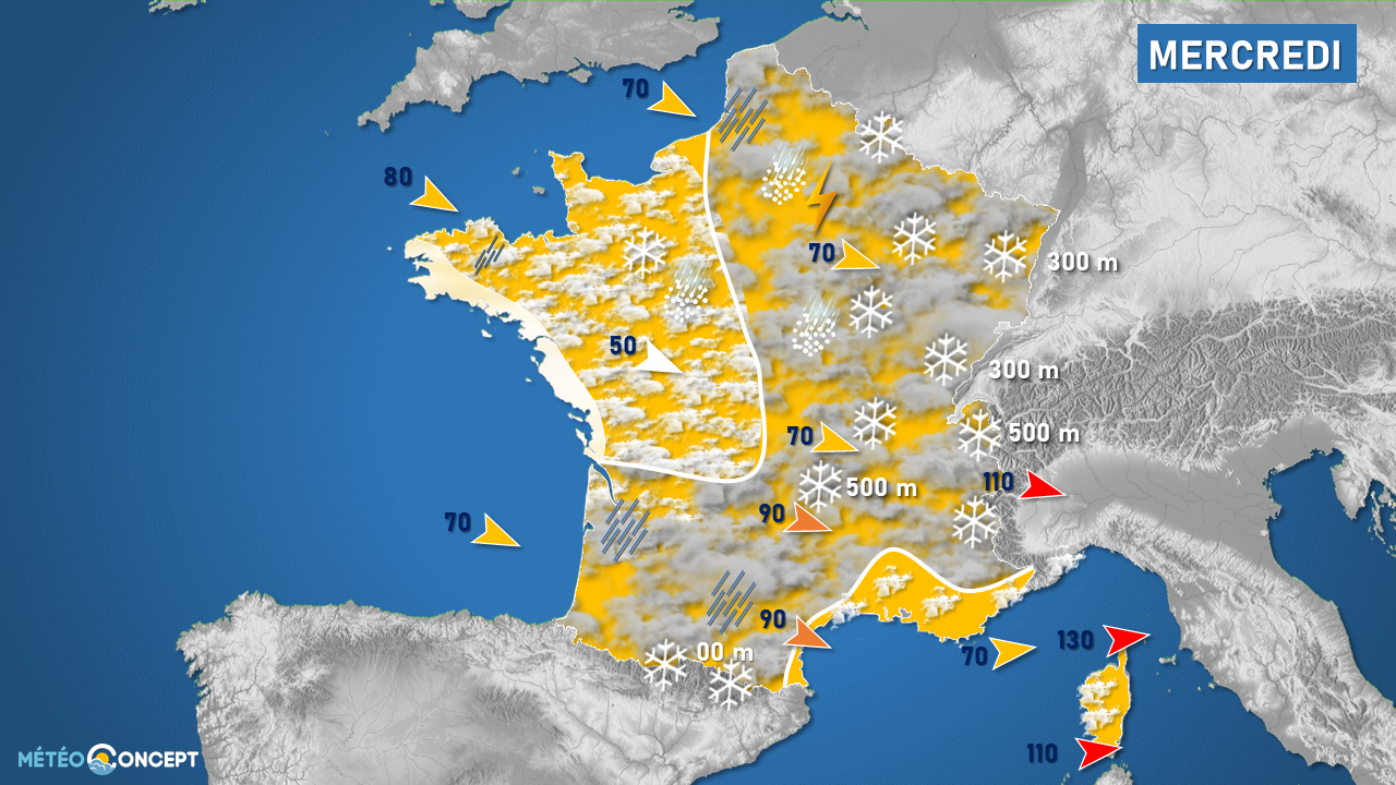 Illustration de l'actualité Des giboulées de neige jusqu'en plaine mercredi