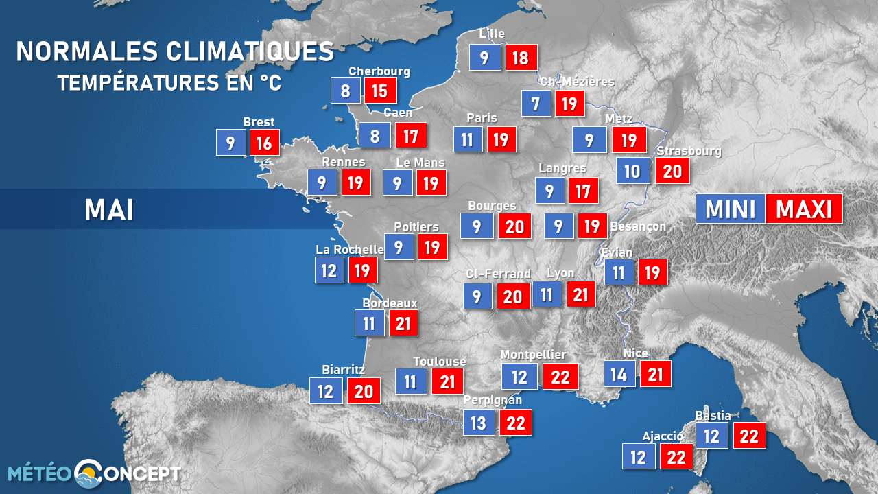 Illustration de l'actualité Quelles sont les normales climatiques du mois de mai ?