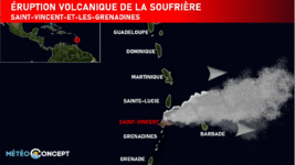 Illustration de l'actualité Éruption volcanique de la Soufrière à Saint-Vincent : épais tapis de cendres et dioxyde de souffre