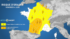 Illustration de l'actualité U risque d'orages sur de nombreuses régions ce vendredi 4 juin